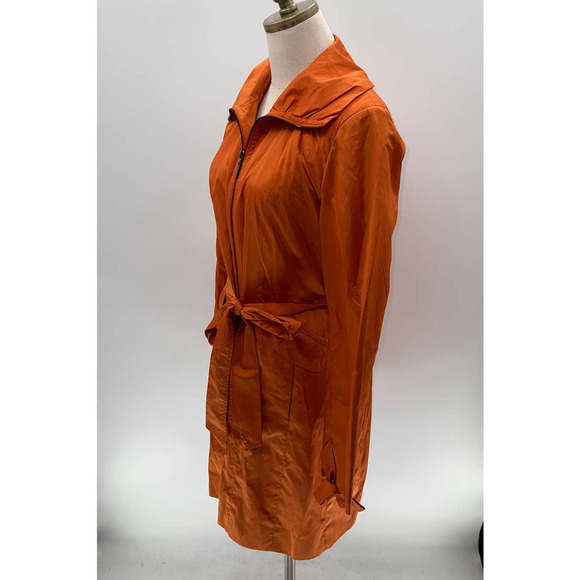 Cole Haan Orange Zip Up Lined Trench Coat-M - Picture 15 of 15